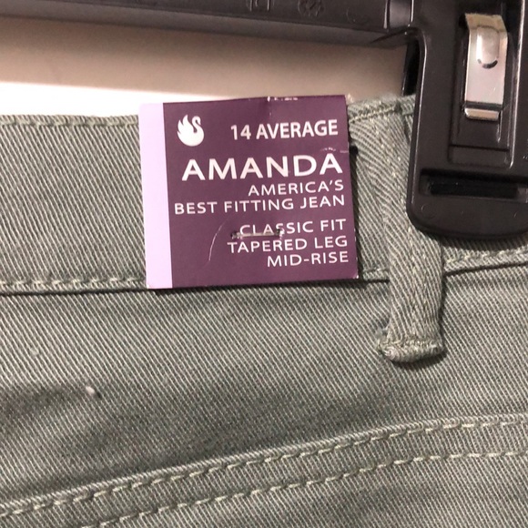 Gloria Vanderbilt Amanda Pants Women 14 Average Stretch Rhinestone Sweet Basil - Picture 9 of 11